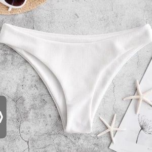 White ribbed high waisted bikini bottoms
